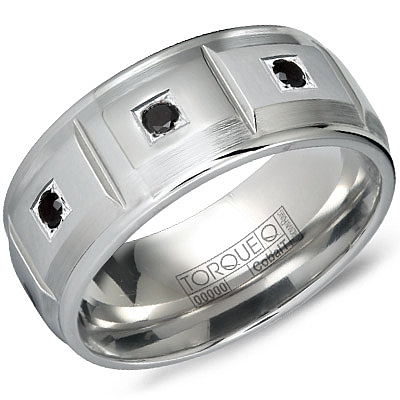 Size 9.5 in Cobalt Bonyak Jewelry Cobalt .05 CTW Diamond Ridged Band with Steel Bezel
